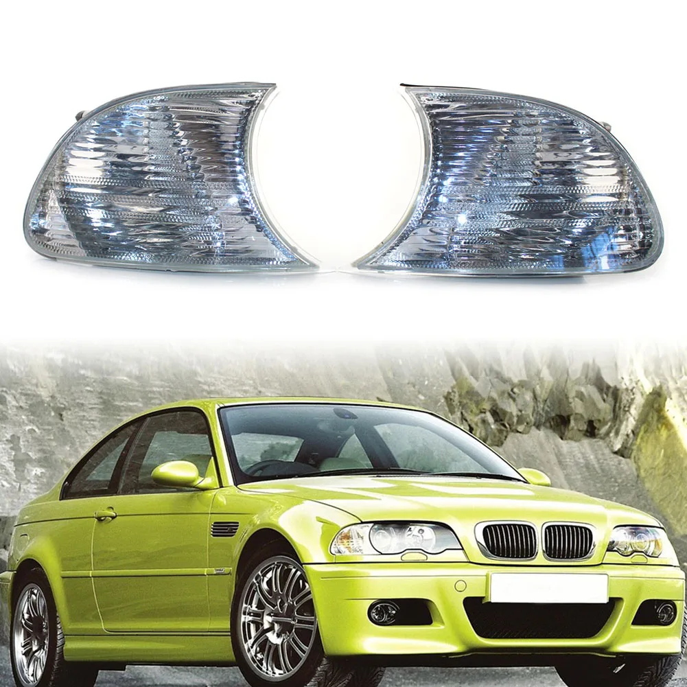 1pair Car Corner Light Turning Lamp Clear Lens Cover For BMW E46 3-Series 2DR 2000 323Ci/ 328Ci Base Coupe & 2001 325Ci / 330Ci