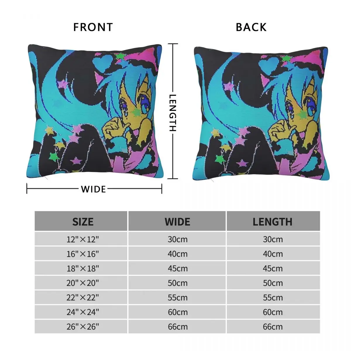 Miku Miku Square Pillowcase Pillow Cover Polyester Cushion Decor Comfort Throw Pillow for Home Living Room