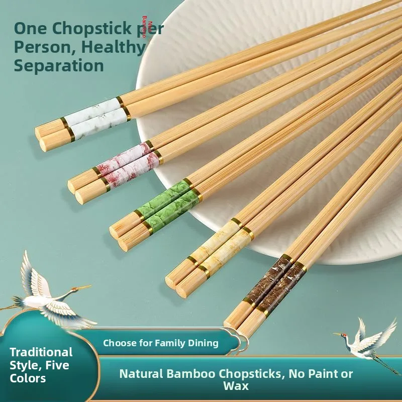 high-end-bamboo-chopsticks-set-for-home-use-anti-mold-anti-slip-individual-chopsticks-color-coded-meal-ready-dining-utensils
