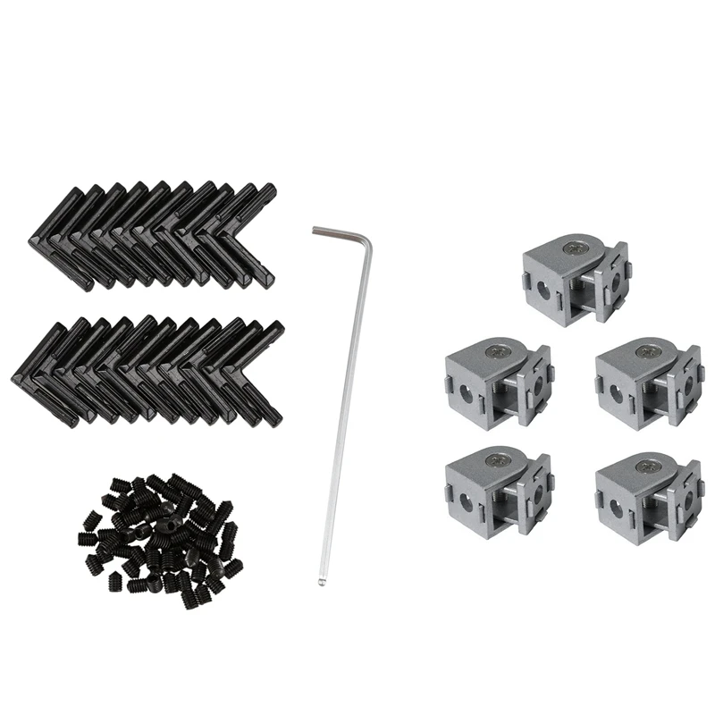 

20Pcs T Slot L-Shaped Angle Slot Connector Joint Bracket & 5Pcs Pivot Joint For Aluminum Extrusion Profile 2020 Series