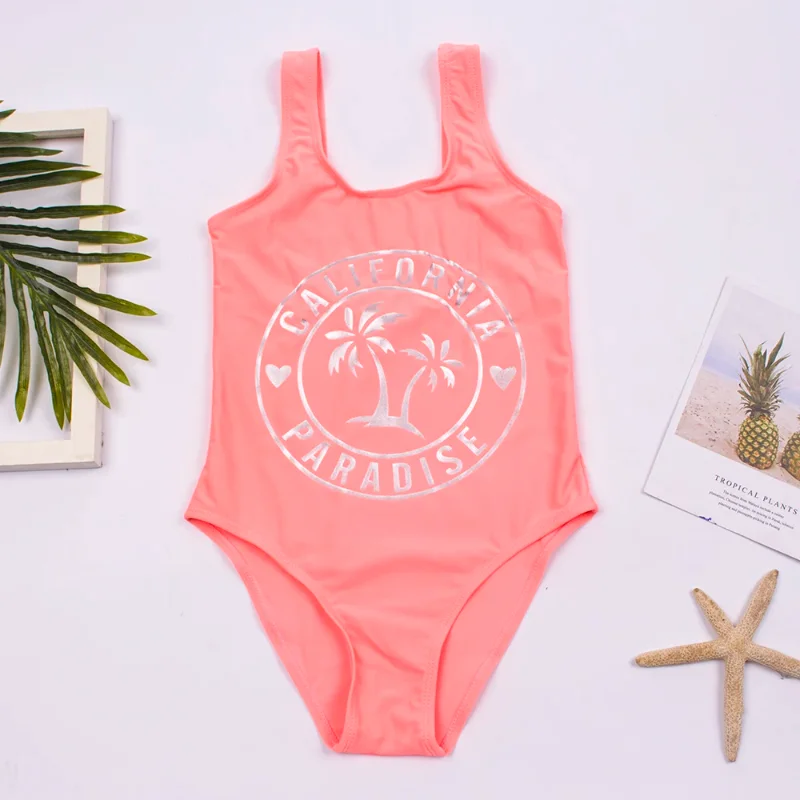 

Summer Solid Soft Nylon Kids Girls One Piece Swimsuit Bathing Suit Outdoors Children Teen Students Girls Swimwear Monokini
