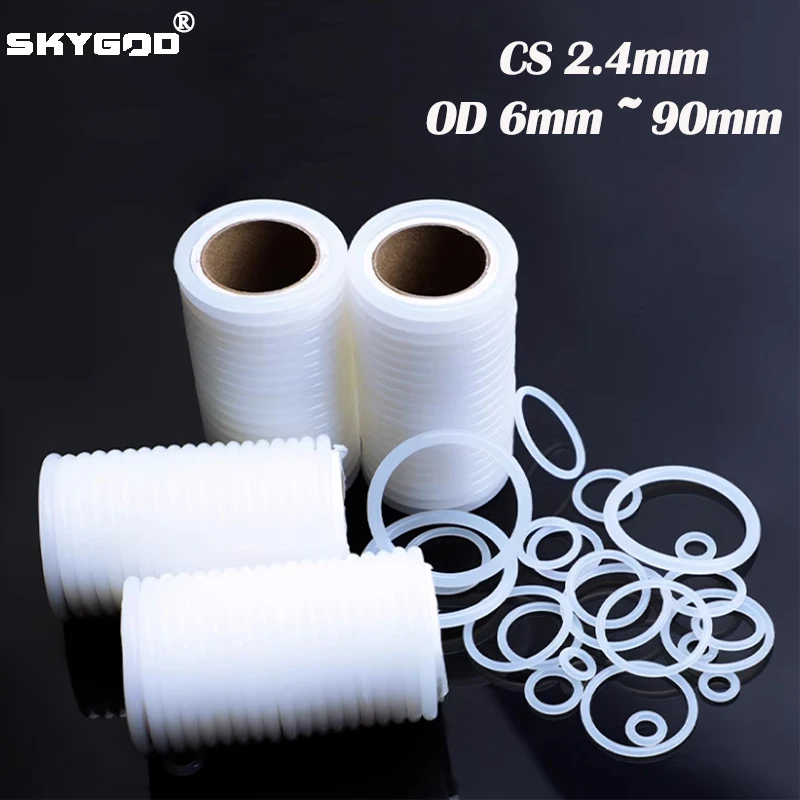 

10/50pcs CS 2.4mm OD 6mm ~ 90mm White Silicone VMQ O Ring Nontoxic Good Sealing Cooker Washer Silicone Rubber Seal Gaskets