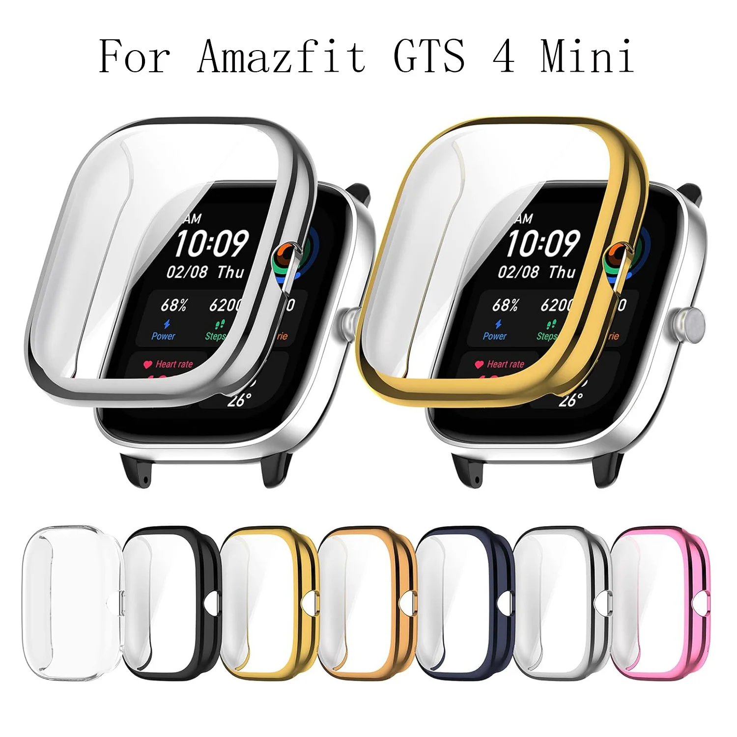 Full Screen Protector For Huami Amazfit GTS 4 Mini Electroplated TPU Protective Case Cover Shell Bumper.