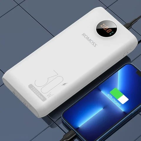 Внешний аккумулятор ROMOSS 20000 мАч, 22.5 Вт/30 Вт, быстрая зарядка USB-C, мощный портативный повербанк для ноутбуков и Xiaomi 13