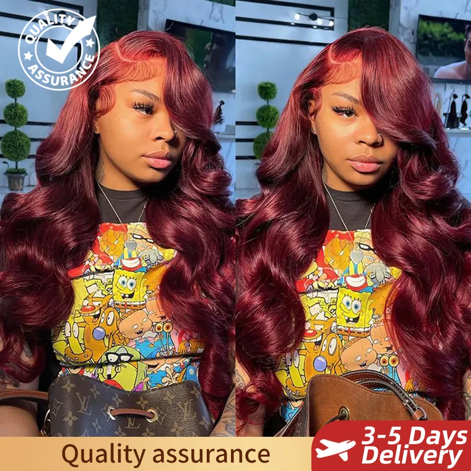 13x6 HD Lace Front Wig 99J Red Burgundy Colored Human Hair Wigs Tuneful Body Wave Human Hair Wigs Transparent Lace Frontal Wigs