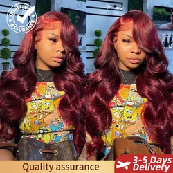 13x6 HD Lace Front Wig 99J Red Burgundy Colored Human Hair Wigs Tuneful Body Wave Human Hair Wigs Transparent Lace Frontal Wigs