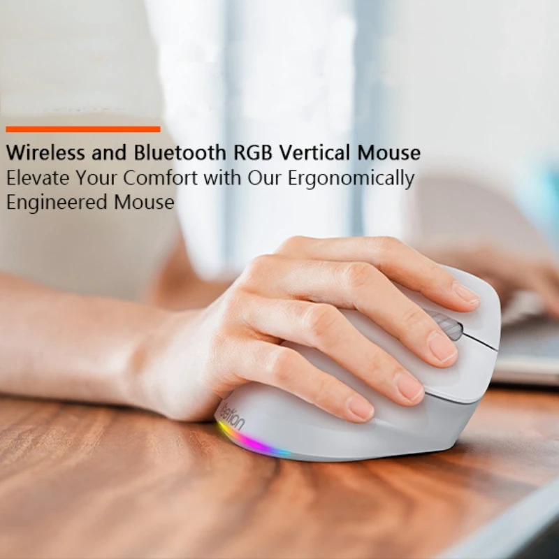 

Вертикальная мышь, эргономичная беспроводная оптическая мышь 2,4G Bluetooth, 4 регулируемых точек на дюйм, 800/1200/1800/2400, 6 кнопок, бесшумная мышь с подсветкой