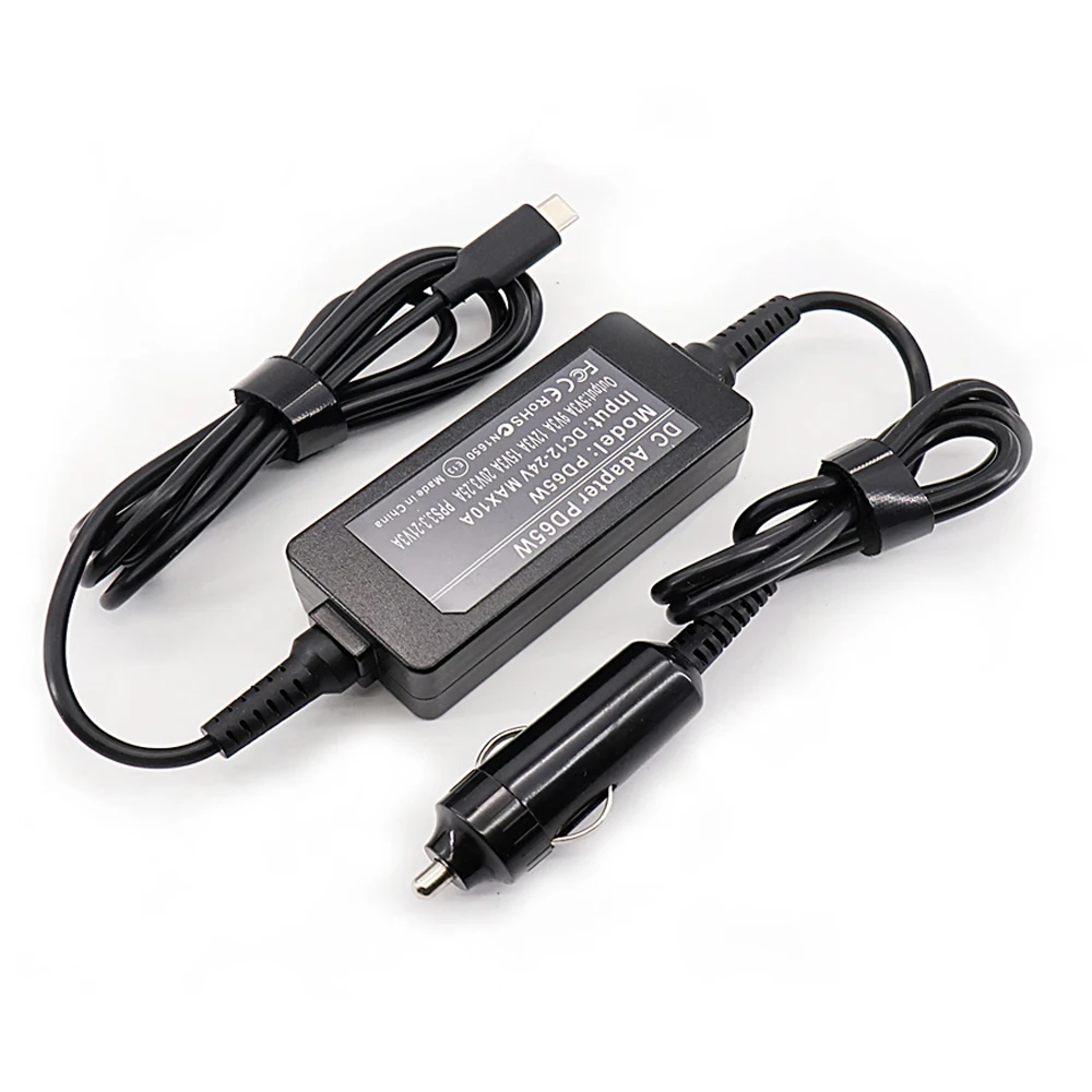 Ładowarka samochodowa USB typu C do laptopa 65W Uniwersalny adapter samochodowy 12V-24V Adapter zapalniczki samochodowej DC do Macbooka Hp Lenovo Asus Notebook — zdjęcie produktu 2