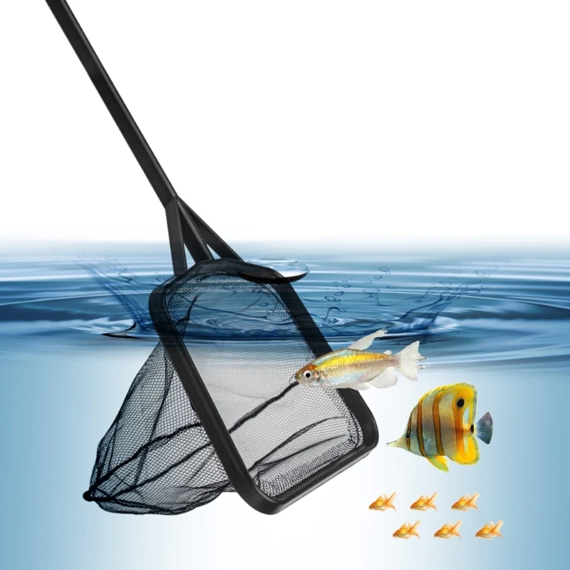 Portable Square Fishing Net with Long Handle Fish Tanks Aquariums Landing Net Fish Net for Float Item Cleanning Tool Y5GB