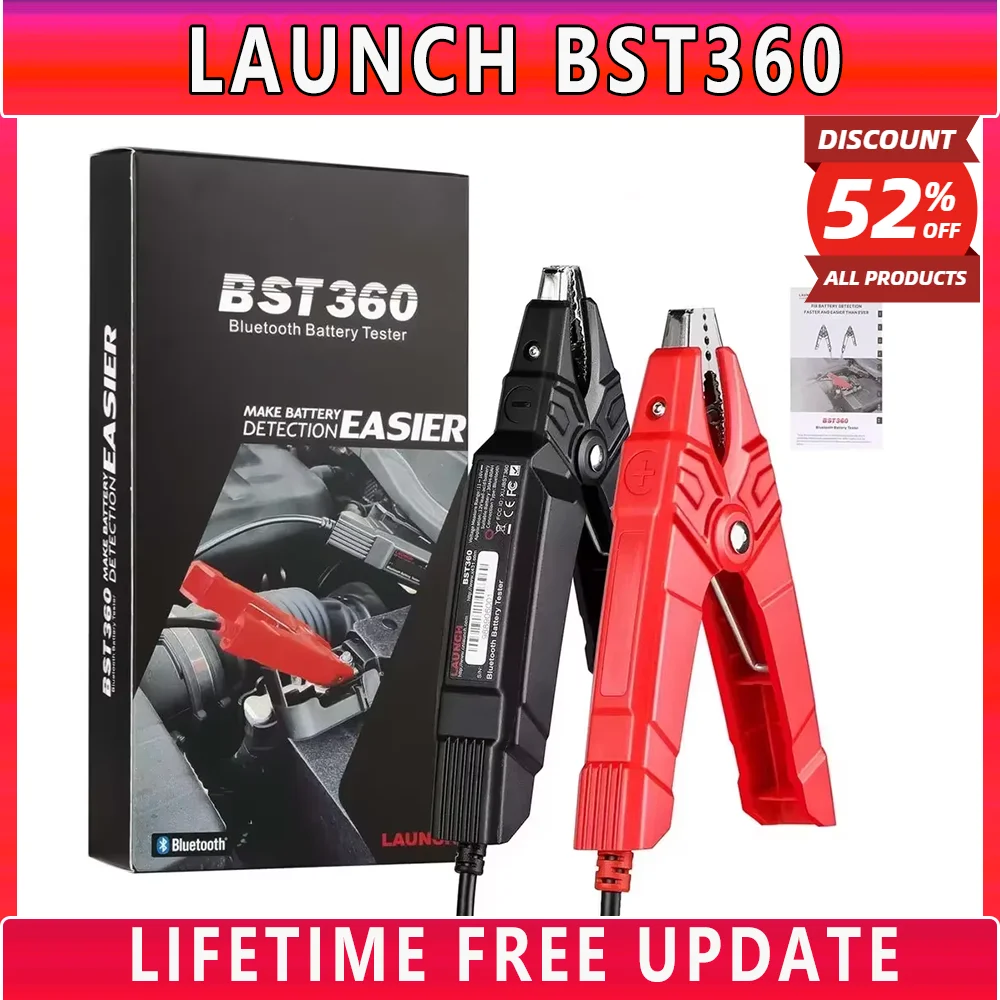 LAUNCH BST-360 Bluetooth Battery Tester 12V 6V CCA SOH SOC Test Tool for Car Motorcycle Starter Charging System Diagnostic