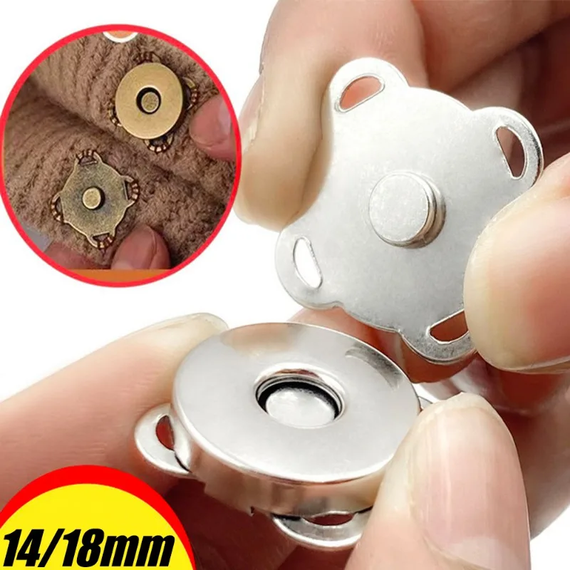 1-5sets 14mm 18mm Square Magnetic Alloy Snap Fasteners Clasps Button Handbag Purse Wallet Craft Bags DIY Parts Accessories