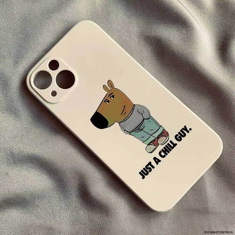 Cartoon I\'m Just A Chill Guy Phone Case For iPhone 16 15 14 13 12 11 Pro Max XS X XR 7 8 SE Dog Soft Silicone Cover Funda