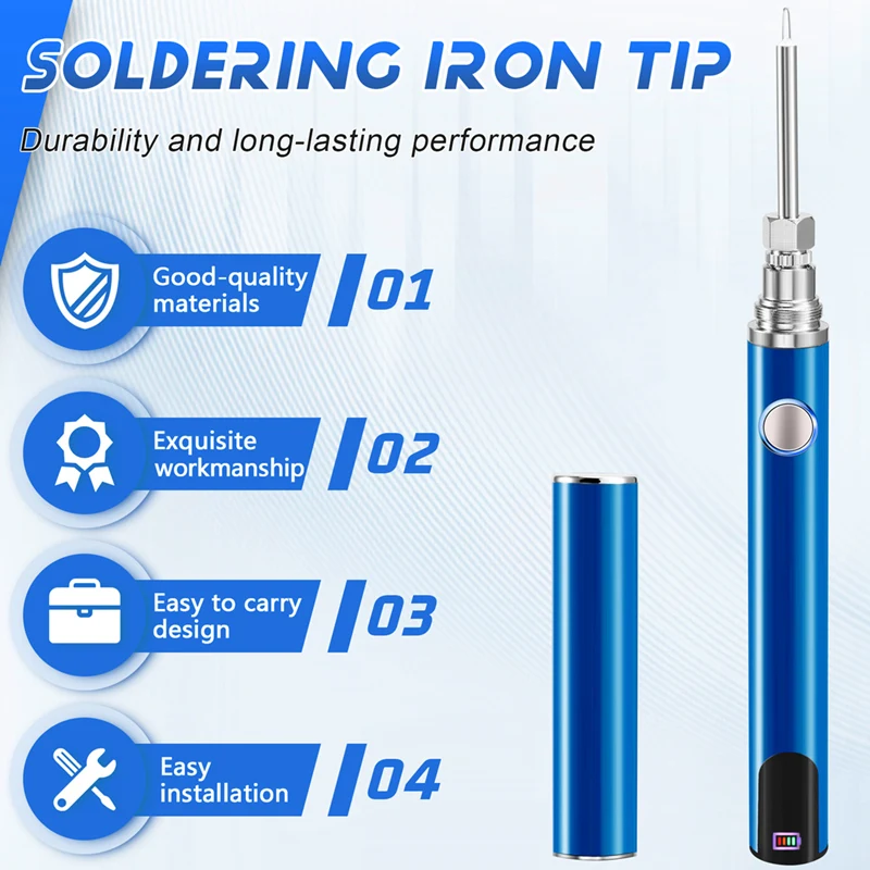 

Adjustable 510 Thread Mini Soldering Iron Kit USB Soldering Iron With Cap 3 Gear Voltage Electronic Welding Repair Pen Blue