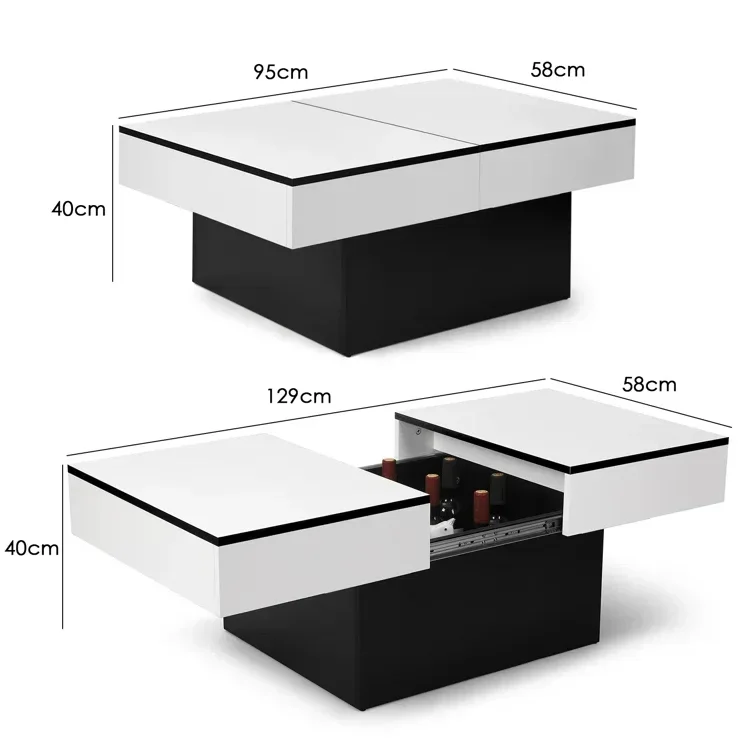 

# High Quality Coffee Table New Design Console Table With Sliding Spacious Hidden Storage High Gloss Side Table #