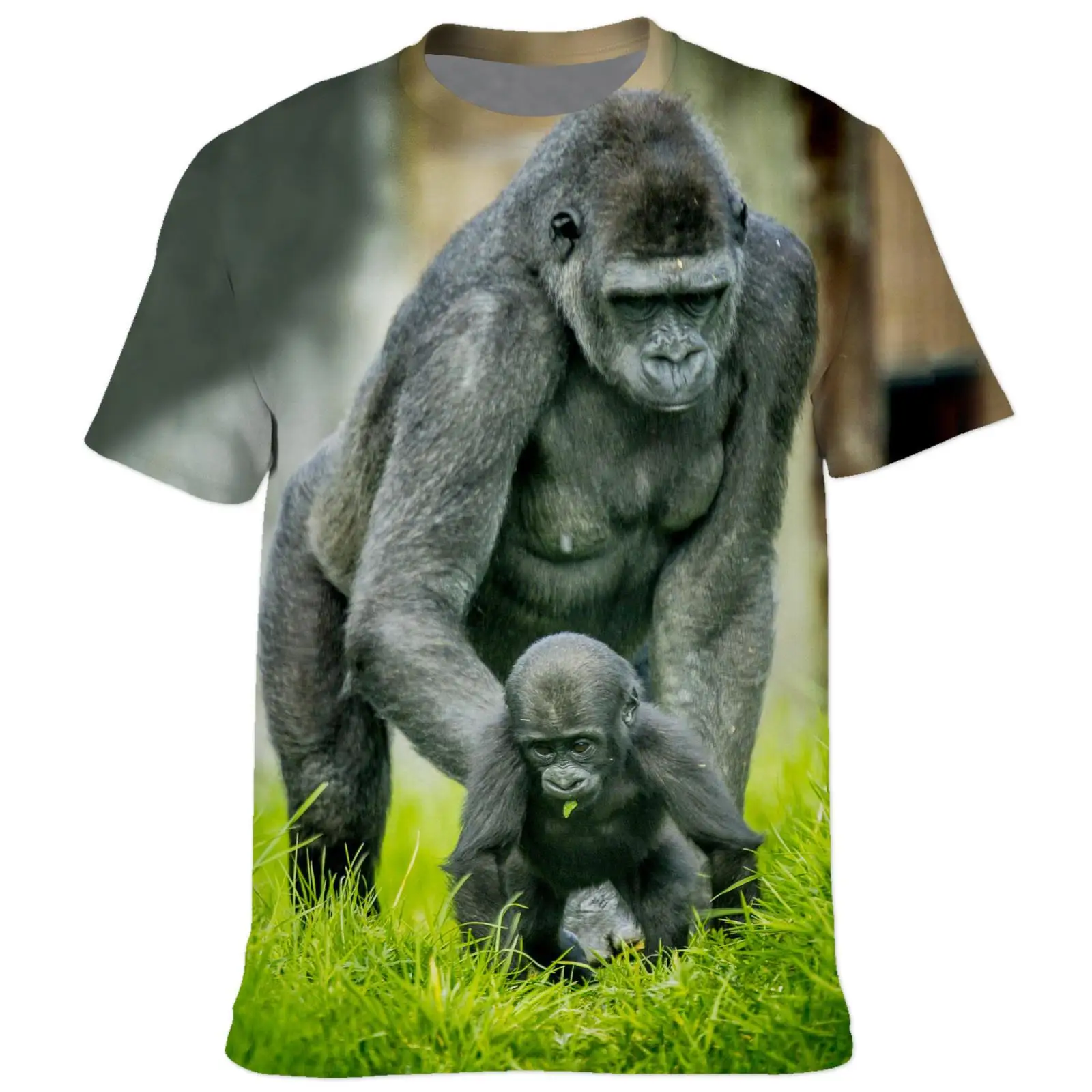 New Summer Adult Men\'s And Children\'s Short Sleeve T-shirt Monkey 3d Print Gorilla Fun Pattern Clothing Fashion Street Thin Top