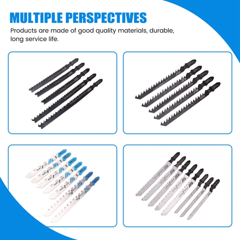25 Pcs T Shank Jig Saw Blade Set, T-Shank Blades For Wood, Plastic And Metal Cutting