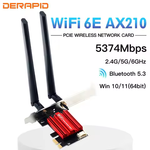 AX210 WiFi Adapter 5374Mbps Bluetooth 5.3 AX210NGW Network Card 2.4G/5G/6GHZ 802.11AX Wireless Adapter For PC/Desktop Win10/11