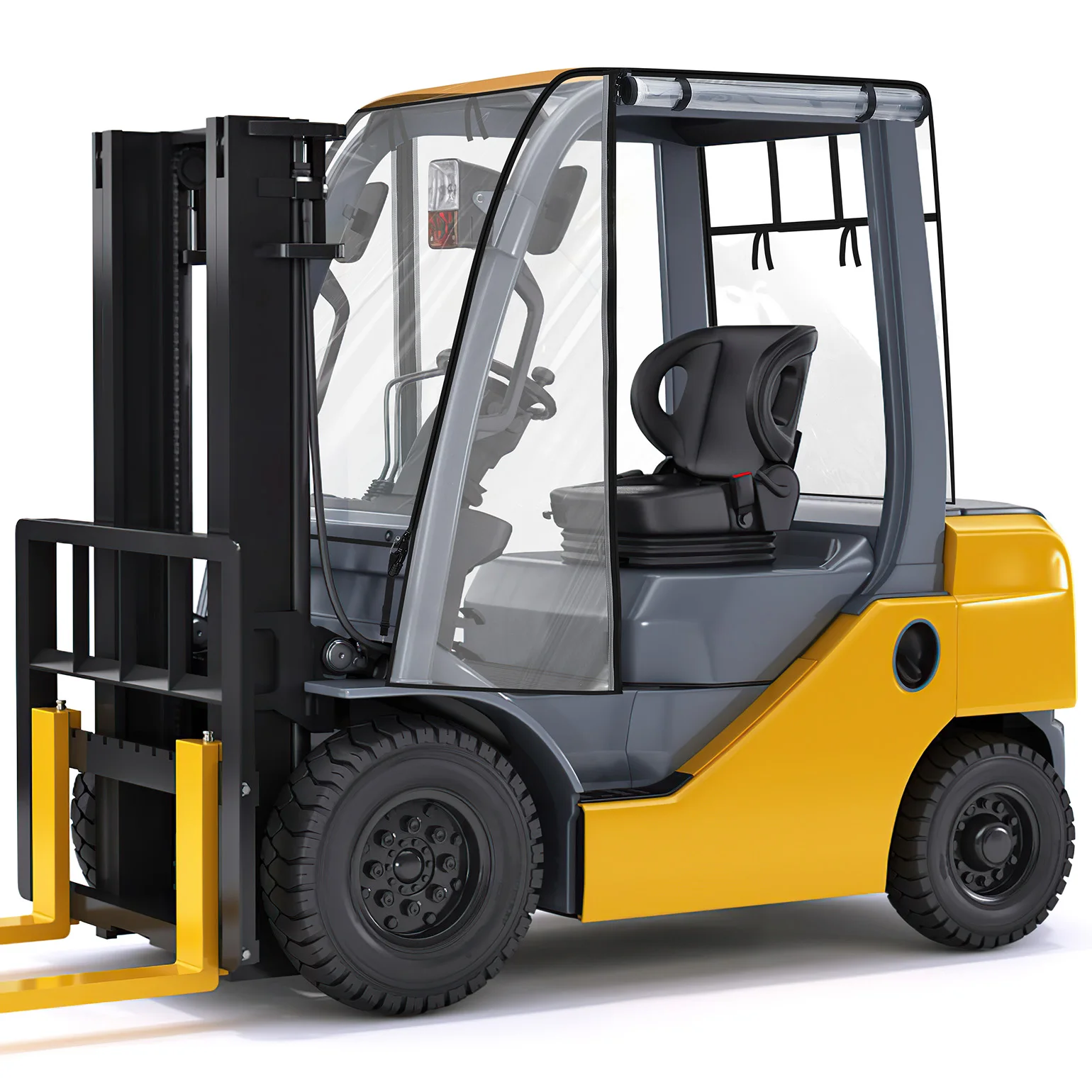 

S/M 55"/61"Top 6000/8000 lb Universal Forklift Cab Enclosure Cover Kit Waterproof UV Protect Clear Soft Door with Zipper Entry