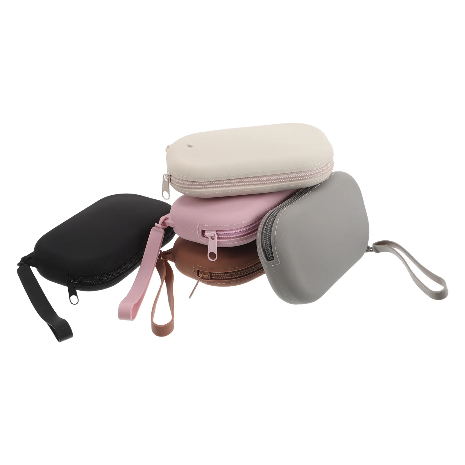 

5Pcs Silicone Small Item Storage Bag Oval Shape Waterproof Portable Makeup Organizer for Travel Coins Keys Accessories