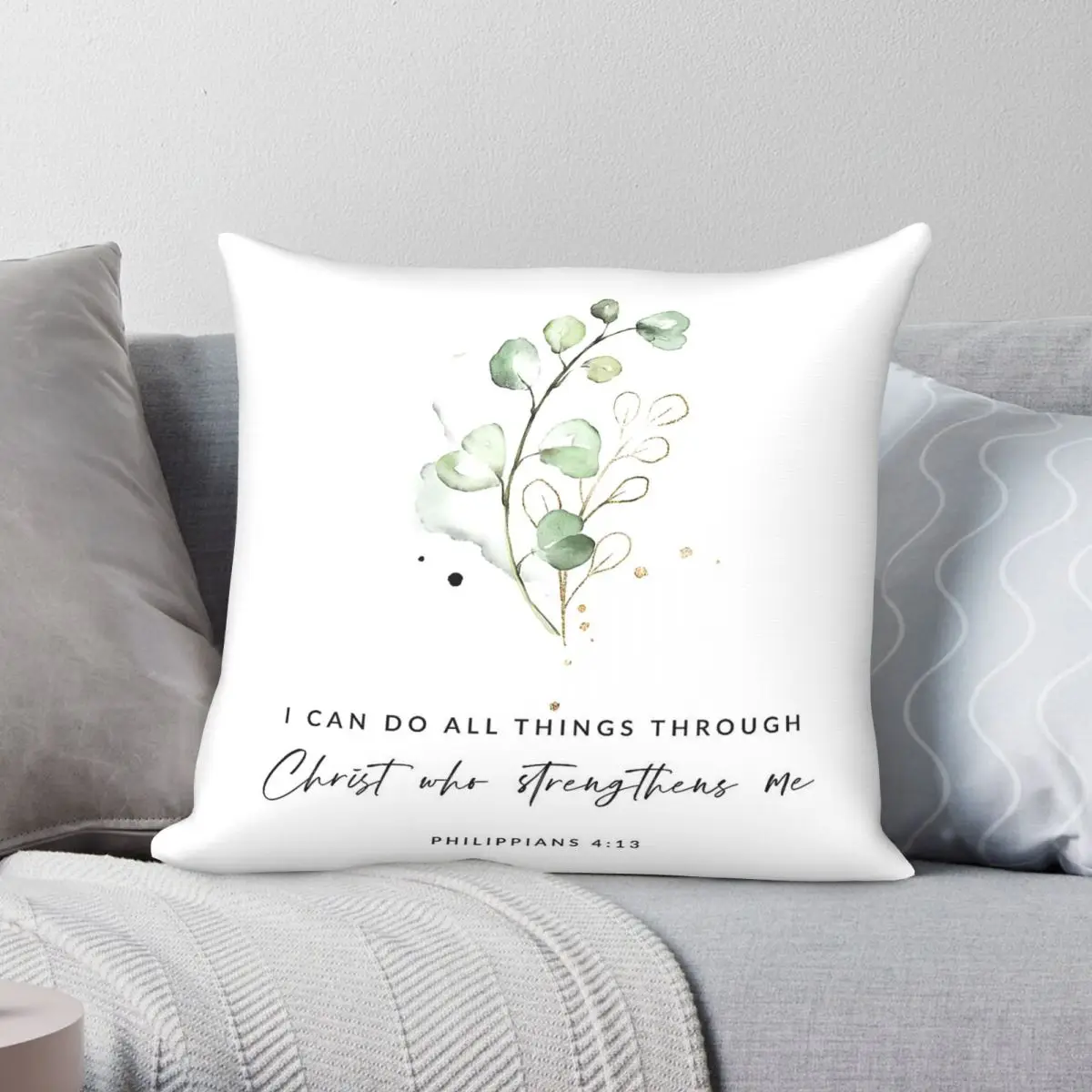 I Can Do All Things Philippians Square Pillowcase Polyester Linen Velvet Printed Zip Decor Pillow Case Home Cushion Case