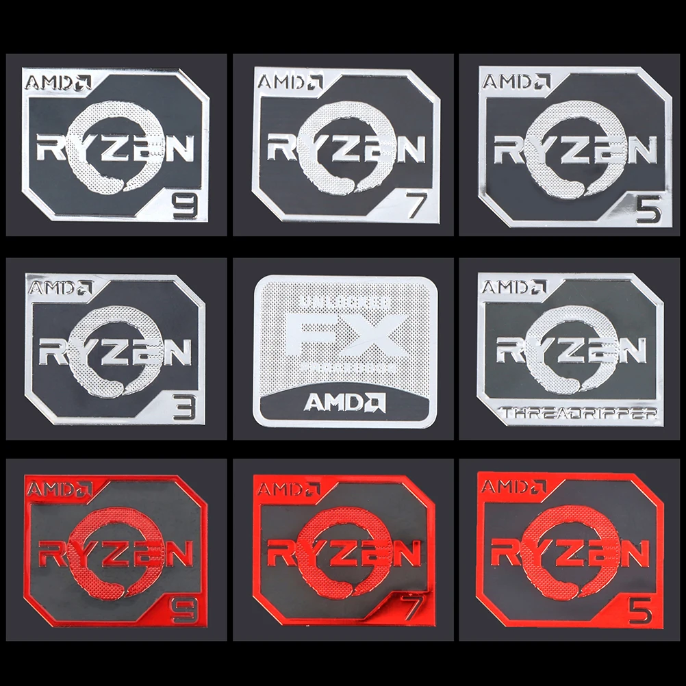 Pegatina de Metal Ruilong AMD Ryzen R9 R7 R5 R3 Vega, logotipo de escritorio para cuaderno, 1 unidad