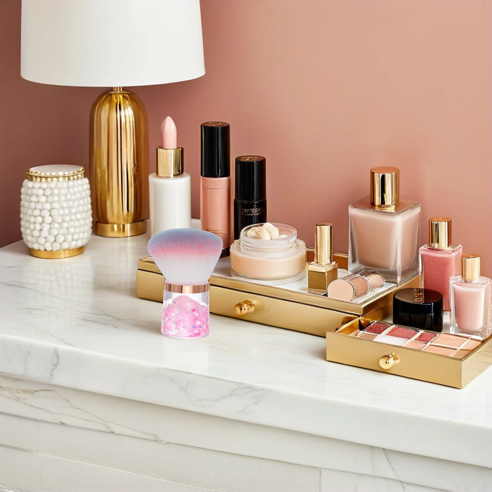 فرشاة غبار الأظافر تصميم على شكل زهرة ناعمة لمسحوق غمس الأظافر الأكريليك أداة مانيكير فرشاة تنظيف الأظافر المحمولة الغبار #2