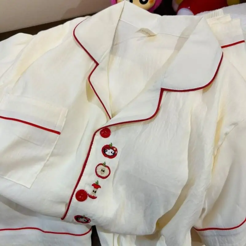 

Милый пижамный комплект Sanrio с рисунком Hello Kitty, мягкий хлопковый комплект для женщин, летняя домашняя одежда, комплект с короткими рукавами и шортами, комплект Kawaii Nightwear