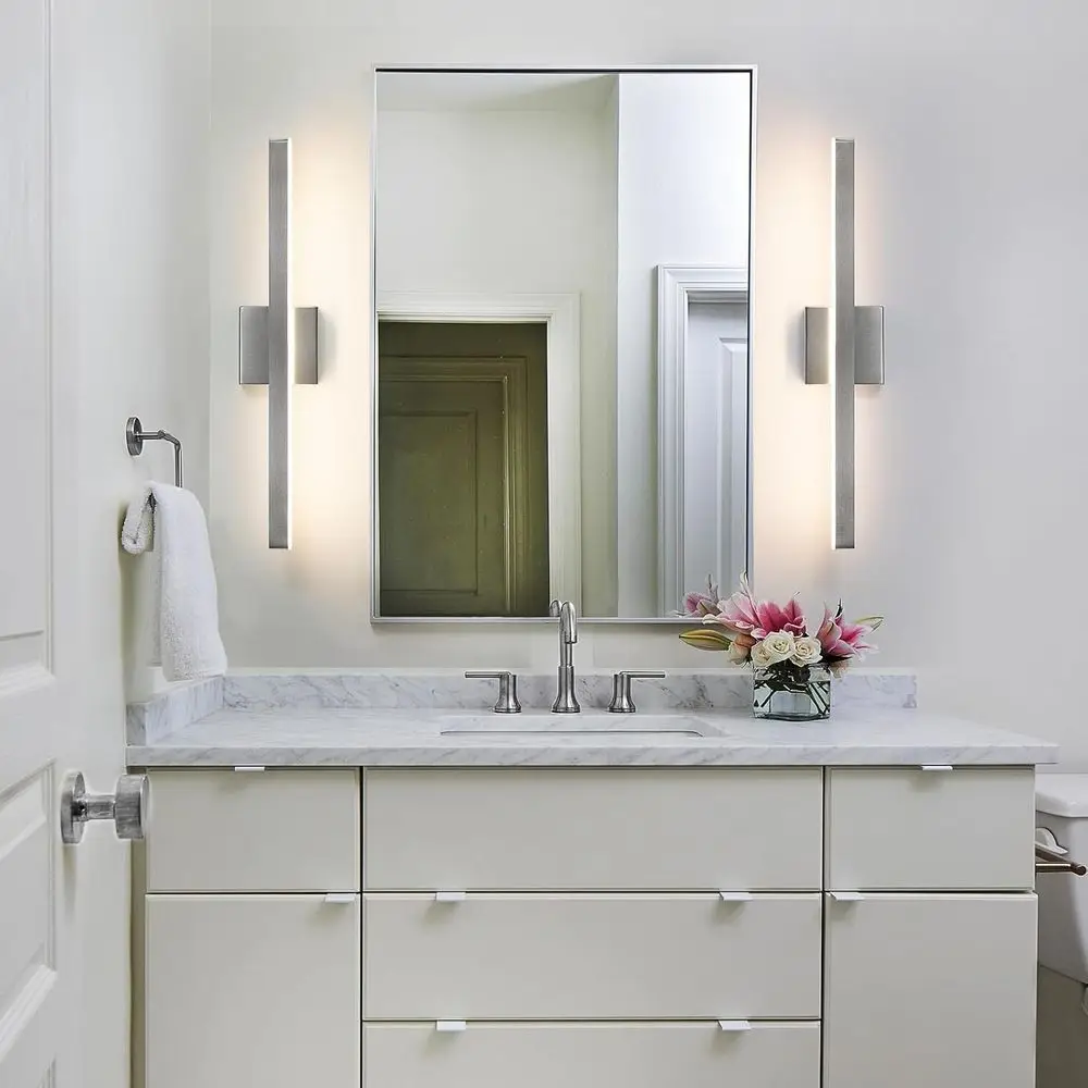 24-светодиодный светильник из матового никеля с регулируемой яркостью над зеркалом, современный барный светильник для ванной комнаты