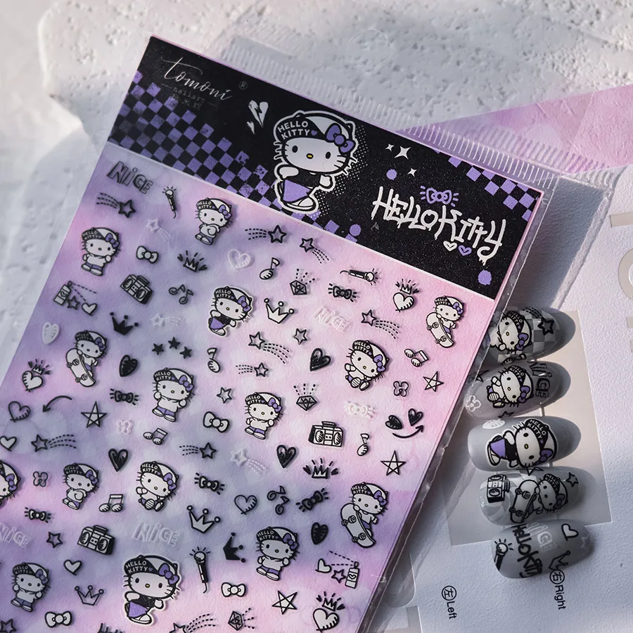 Nieuwste Ultradunne Cartoon Sanrio Nagelsticker Hellokitty Melodie Kuromi Anime Stickers Nail Art Decoratie Diy Press Op Nagels