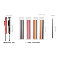 Compact Mechanical Carpenter Pencils Set With Sharpener & 26 Refills For Construction, Solid Deep Hole Marker