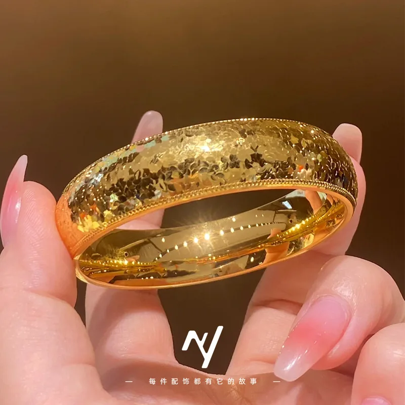 نمط جديد وامض الجليد سوار الراقية ضوء الفاخرة تنوعا سوار 9999 24K الذهب الحقيقي 14 مللي متر الإمبراطوري محظية سوار