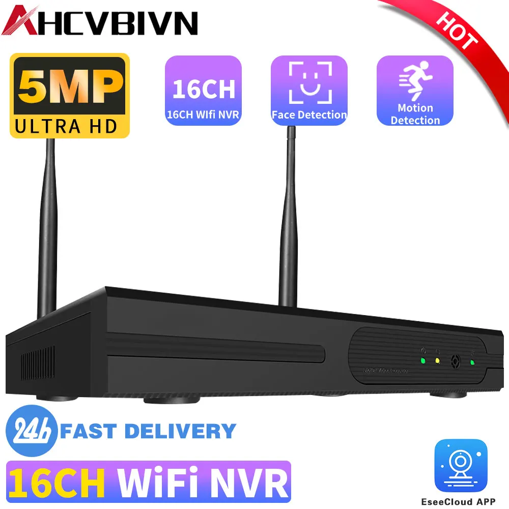 

16CH 5MP WIFI H.265 Wireless Network Video Recorder Support Human Detection Support 4TB Hard Drive Monitoring Security Camera