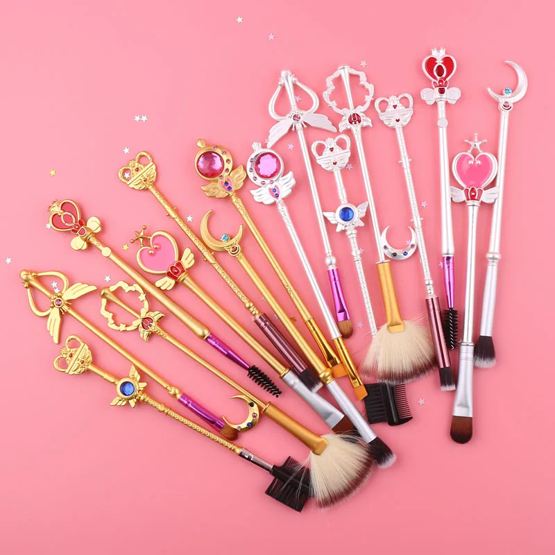 8Pcs Sailor Moon Makeup Brushes Cosmetics Soft Fiber Hair Makeup Blush Eye Shadow Eyebrow Brush Cosplay Tsukino Usagi Props