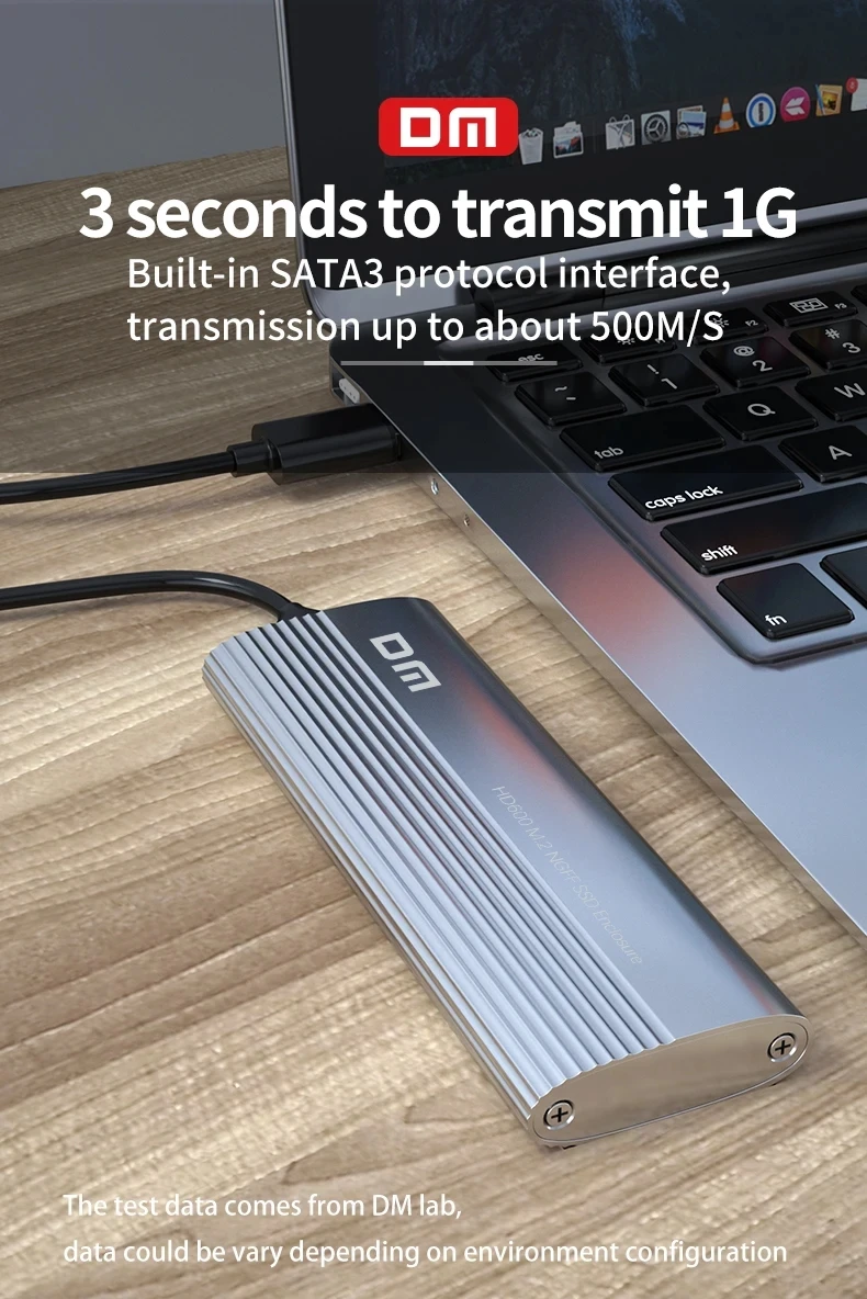 DM HDfemelle M.2 NGFF SSD 6Gbps vers USB 3.1 Type-C, convertisseur adaptateur, boîtier de disque dur à semi-conducteurs