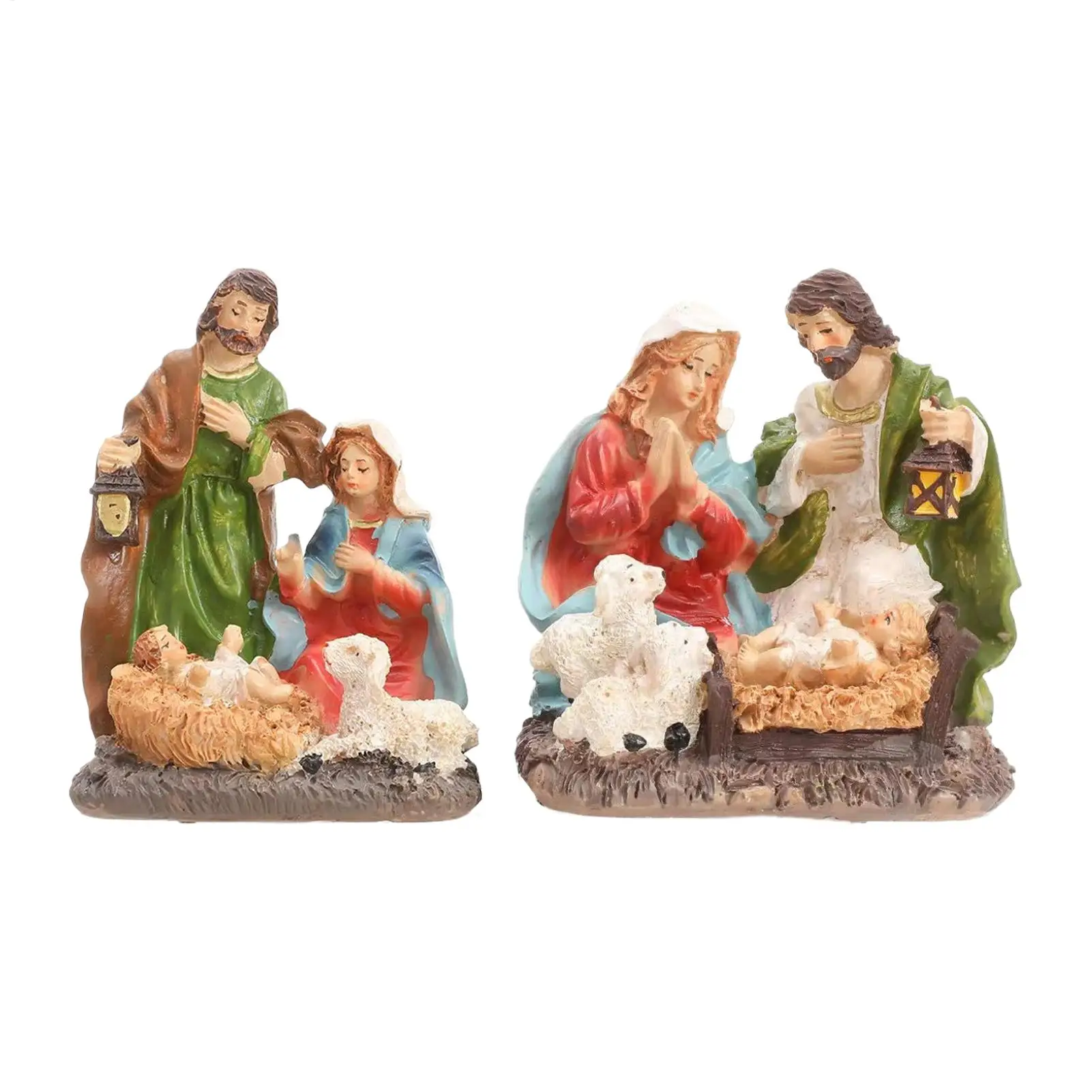 عيد الميلاد الديكور ثلاثة الأسرة تمثال يسوع زخرفة مشهد المهد يسوع تمثال الأسرة المقدسة تمثال يسوع تمثال الحرفية #1