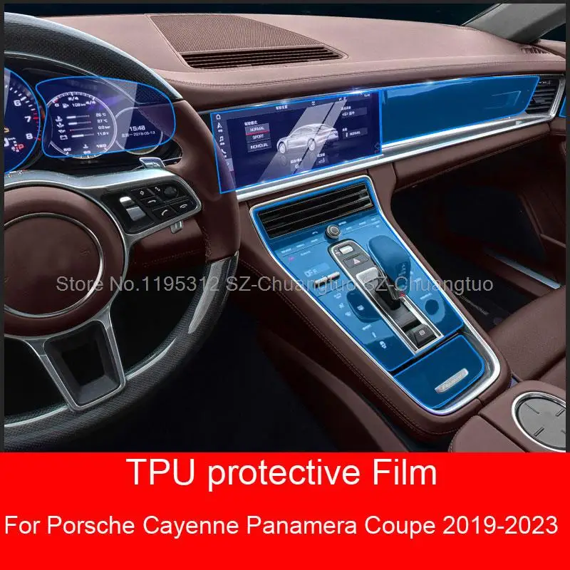 TPU protective Film For Porsche Cayenne Panamera Coupe 2019-2023 Car Interior Center Console GPS instrument Gear accessories