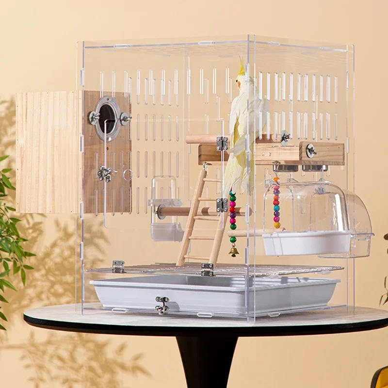 

Высокое качество, прозрачная клетка для птиц, пластиковая клетка для переноски попугая, клетка для летающих птиц, попугай, разведение сна