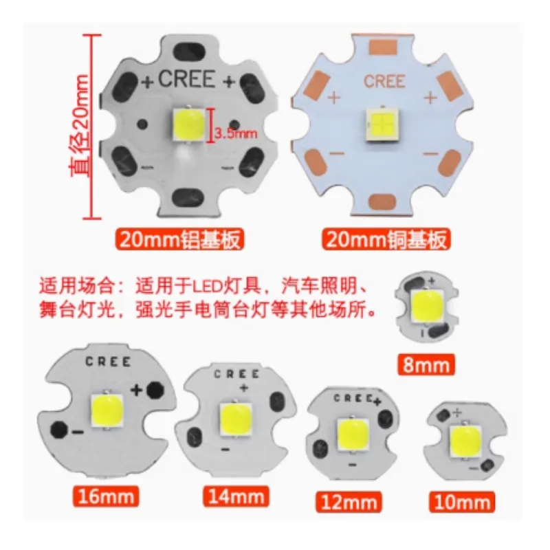 1Pcs/Lot XHP35 white LED lamp beads 12V 12W strong light flashlight wick 3535 HI flat head convex head lamp HD lamp XHP35B
