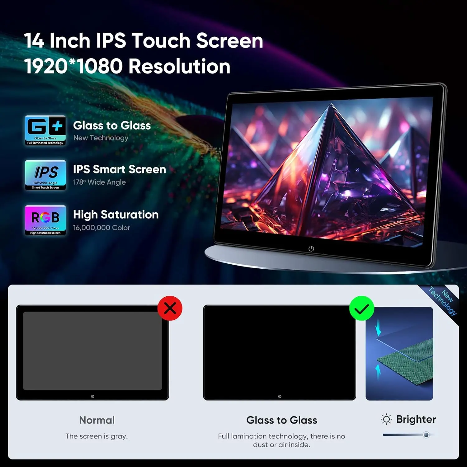 Incell 14 Inch Android Headrest Monitor Tablet Screen for Rear Seat 4K Auto Video Player Support Netflix/YouTube Mirror Link