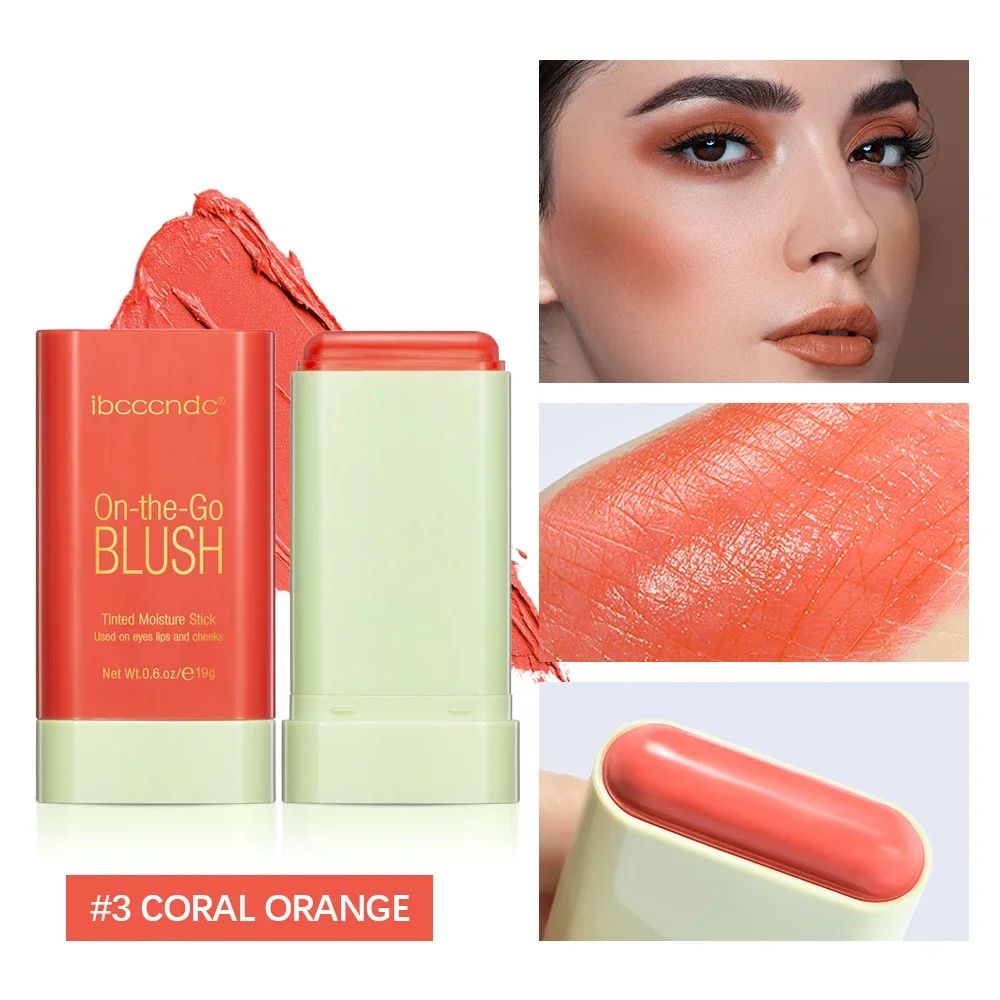 Waterdichte Gezichts Blush Stick Natuurlijke Wang Rouge 3 Kleuren Zijdezachte Wangtint Crème Blusher Blush Stick Face Make-Up Blusher