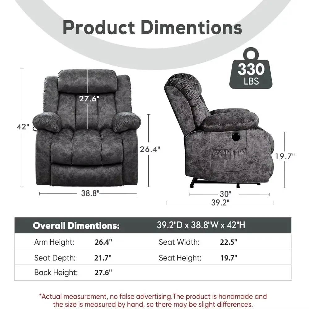 Power Lift Recliners Chairs for Elderly with Heated and Massage, Overstuffed Adjustable Lift Chairs Recliners