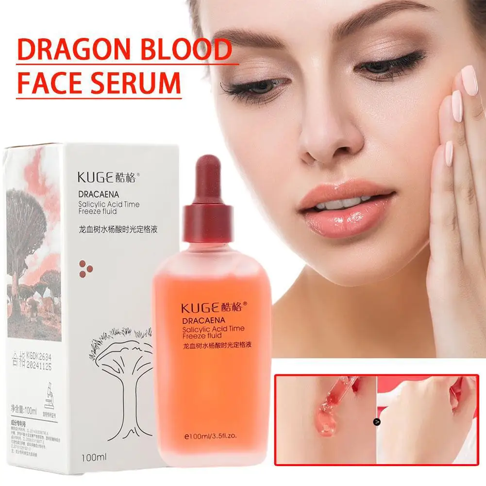 Dragon Blood Time Freeze Fluid antienvejecimiento, suero hidratante para rejuvenecimiento facial, iluminador de 1 piezas, finamente N5P4 tonifica la piel, 100ml