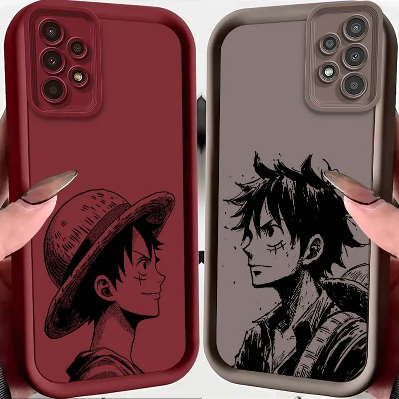 

Luxury One Piece Luffy Zoro For Samsung A73 A72 A56 A55 A54 A53 A35 A32 A25 A24 A23 A21s A14 A05 5G Eye Ladder Phone Case