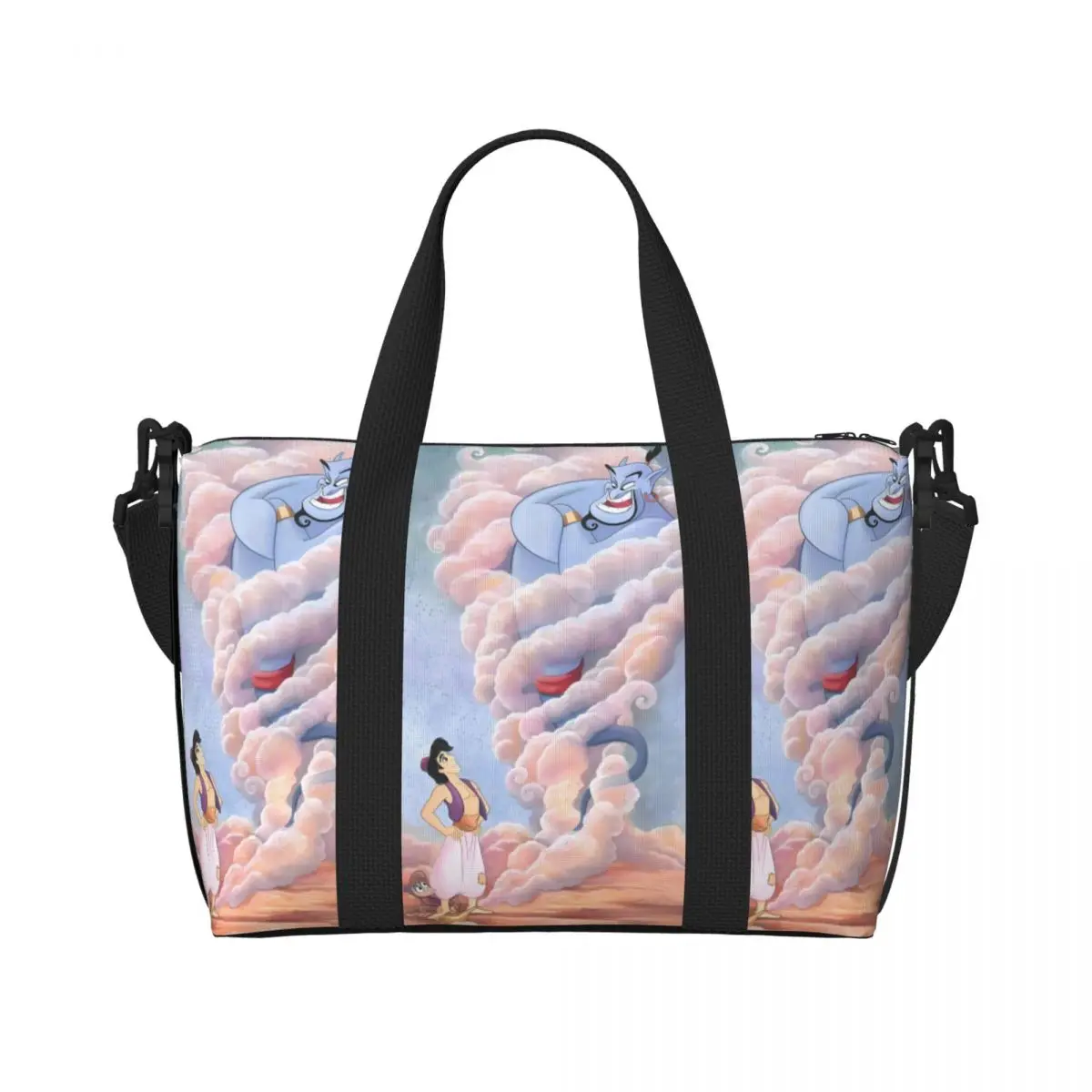 

Пользовательские сумки-тоут для покупок Aladdin, женские большие вместительные музыкальные фэнтезийные пленочные сумки для спортзала, пляжные дорожные сумки