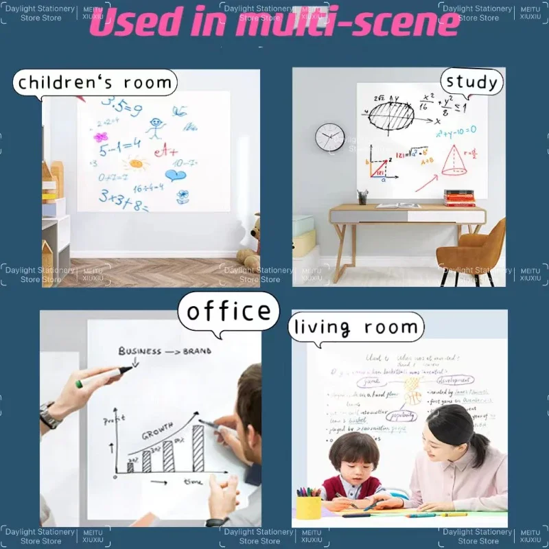 Premium Whiteboard Wall Sticker Static Cling, No Adhesive No Damage to Wall, Easy to Clean and Reuse for Home, School and Office