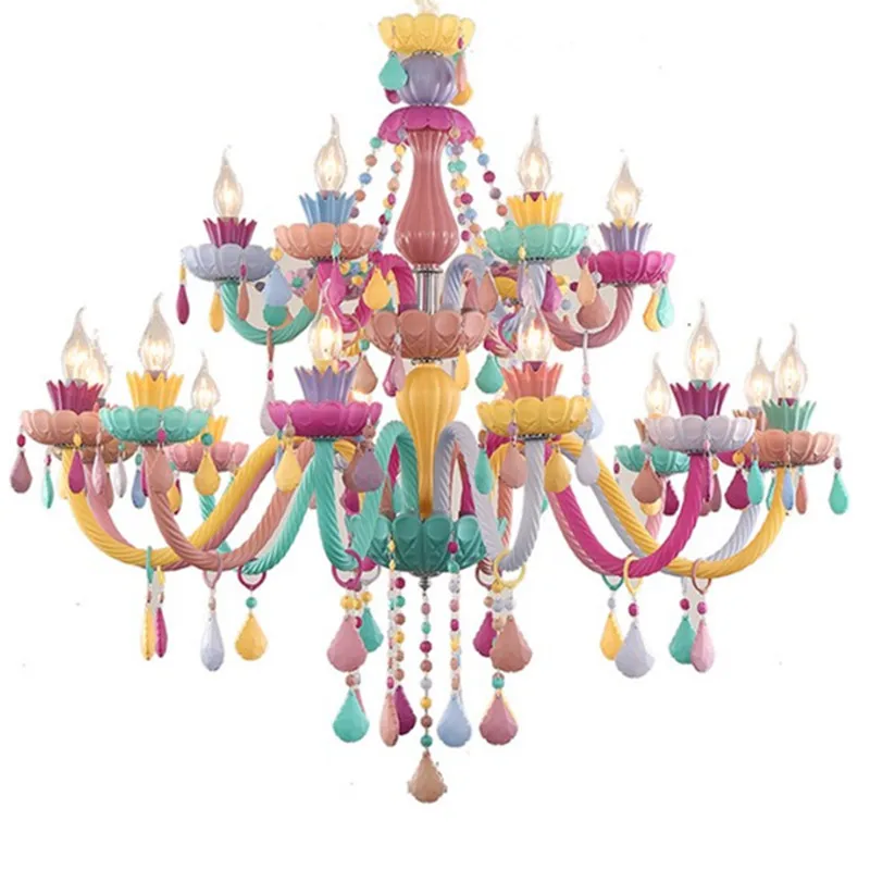 Multi color chandelier for Children room Bedroom Nursery kids chandelier lighting K9 crystal italian crystal chandeliers fixture