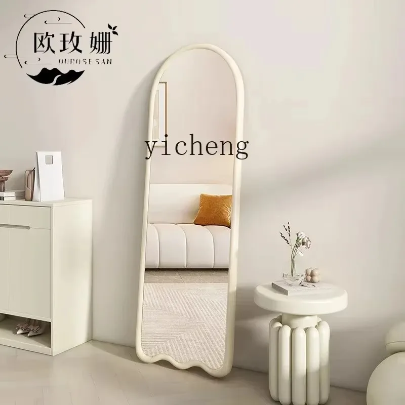 JZ-1  - Cream Wind Full Body Mirror Arch Homestay Floor Mirror Home Bedroom Dressing Fitting Mirror