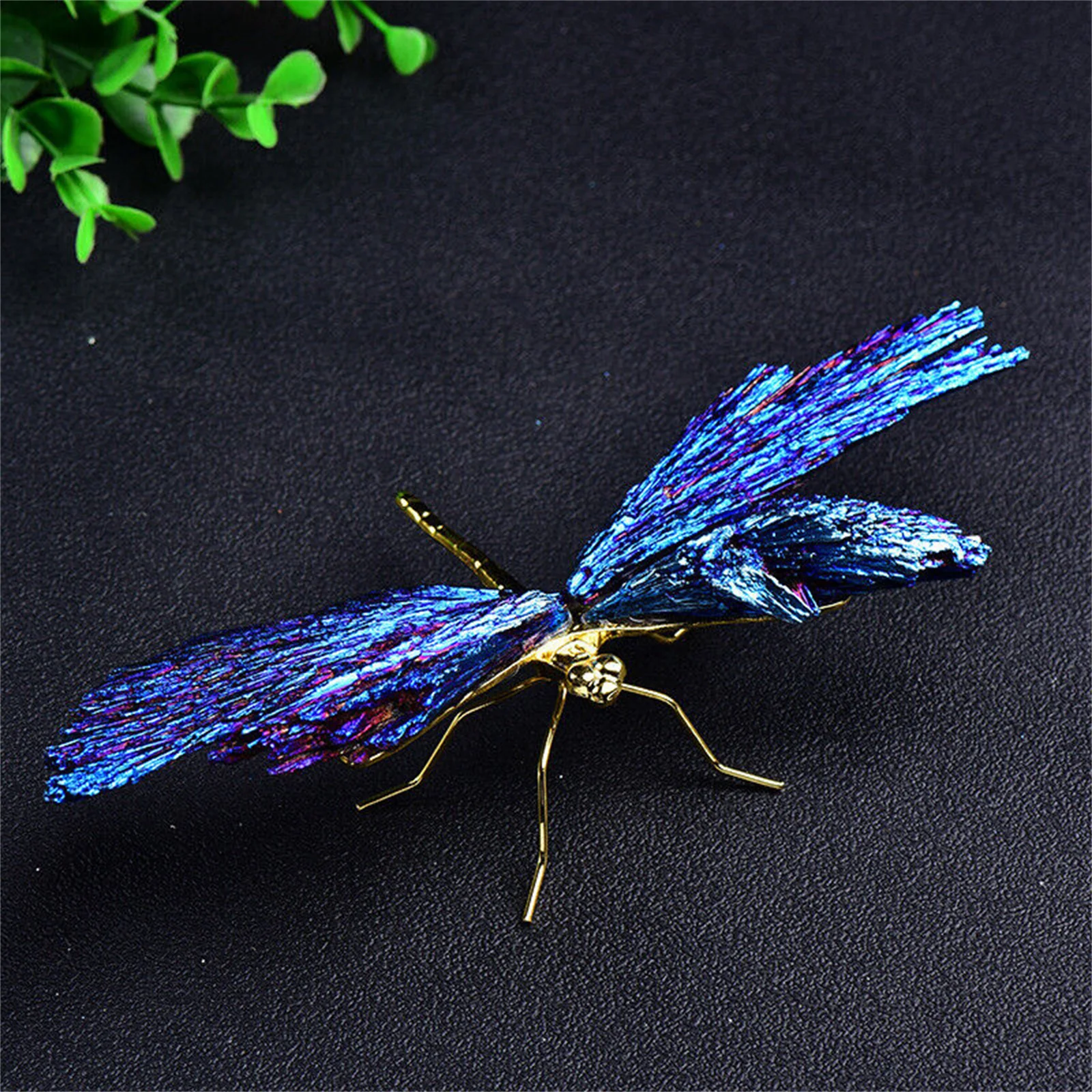 Natural Feather Crystal Quartz Dragonfly, Crystal Ore Dragonfly,Mineral Reiki Healing Stone, Deagnetism Decor, Plated Color