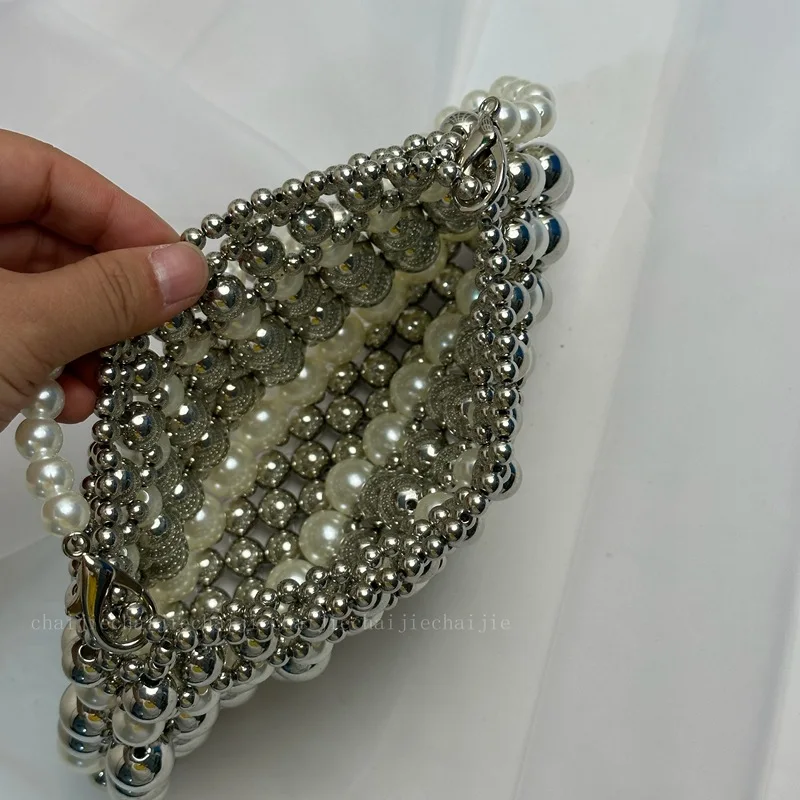 Fashion Simple Bags for Women New Vintage Hot Sale Female Small Mini Shoulder Bag Handmade Beaded 2023 Dinner Party Weeding