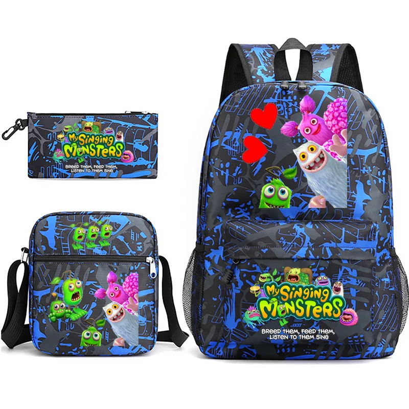 

Trendy Youthful My Sing Monsters 3D Print 3pcs/Set Student Travel bags Laptop Daypack Backpack Shoulder Bag Pencil Case